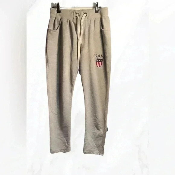 Gant casual athletic slim fit heathered grey relaxed cotton pants joggers XL - Picture 2 of 4